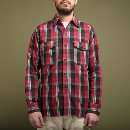 Lot 3022 Flannel Shirt With Chinstrap Red