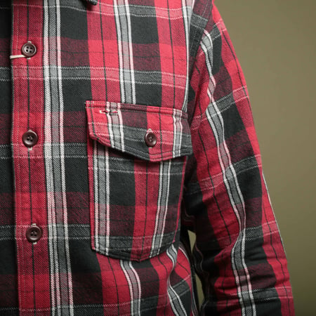 Lot 3022 Flannel Shirt With Chinstrap Red