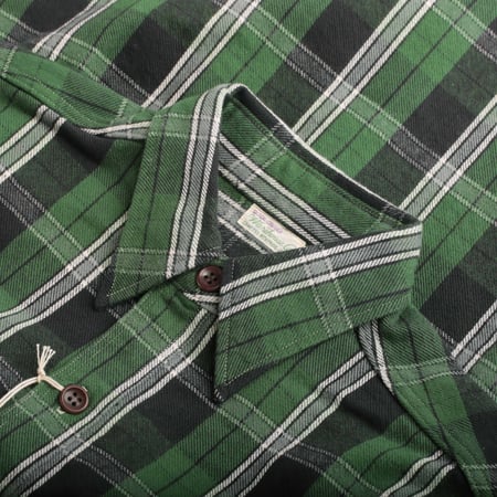 Lot 3022 Flannel Shirt With Chinstrap Green