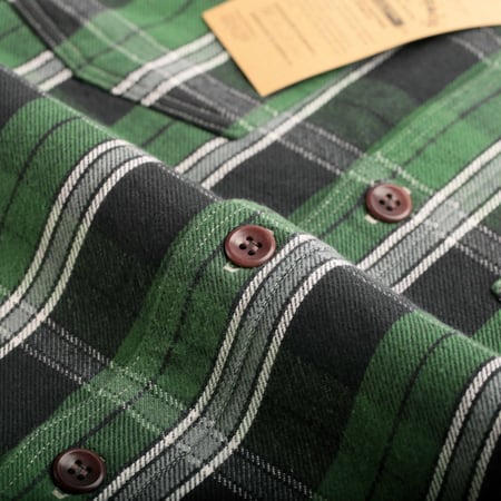 Lot 3022 Flannel Shirt With Chinstrap Green