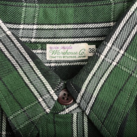 Lot 3022 Flannel Shirt With Chinstrap Green