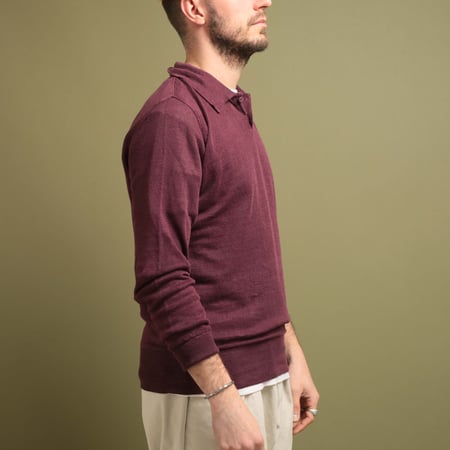 GRP / Long Sleeve Linen Polo Bordeaux