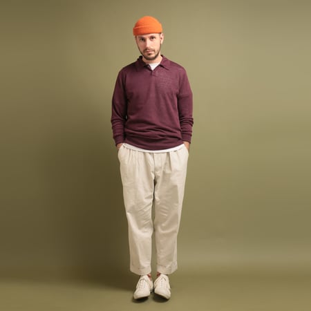 GRP / Long Sleeve Linen Polo Bordeaux