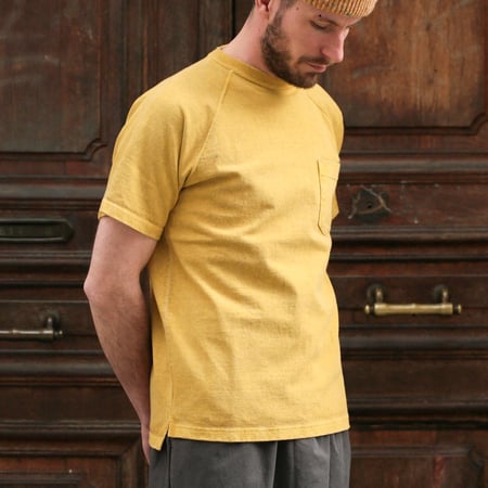 Short Sleeve Heavy Raglan Pocket Tee - Banana Yellow