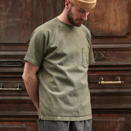 image porté flâneurs GOOD ON teeshirt manches courtes épais Heavy Raglan Pocket Tee P-Sage