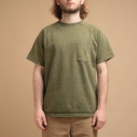 S/S Heavy Raglan Pocket Tee P-Sage