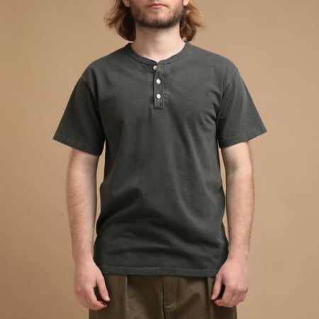 Short Sleeve Henley Tee in Pitch Black