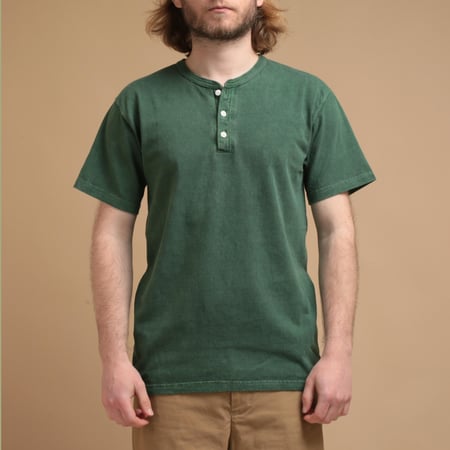 S/S Henley Tee P-Dark Green