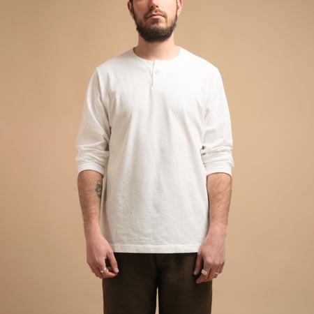 Henleyneck L/S T-Shirt White