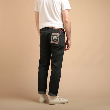 NAKED & FAMOUS SuperGuy Deep Indigo Stretch Selvedge back view photo