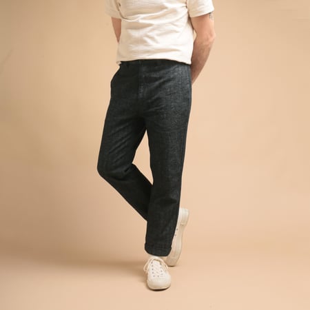 F0516 Herringbone Trousers Indigo