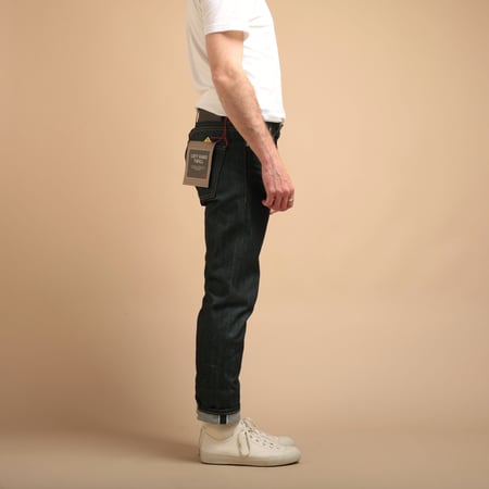 NAKED & FAMOUS SuperGuy Left Hand Twill Selvedge jeans worn on the side by street photographers.