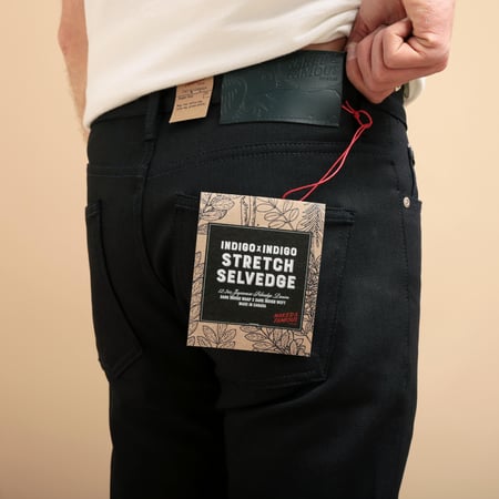 NAKED & FAMOUS SuperGuy Indigo X Indigo Stretch Selvedge jeans worn by photo flâneurs