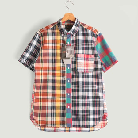 B.D. Short Sleeve Indian Madras Check Panel