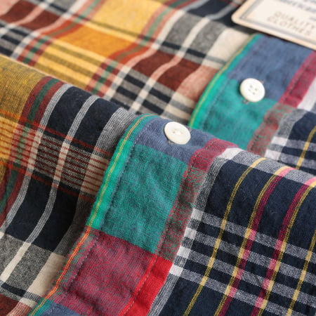 B.D. Short Sleeve Indian Madras Check Panel