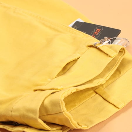 Plain Front Cut-Off Shorts Yellow