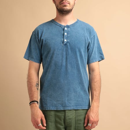 Short Sleeve Henley Tee Ice Blue