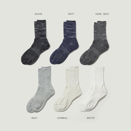 Washi Pile Crew Socks White