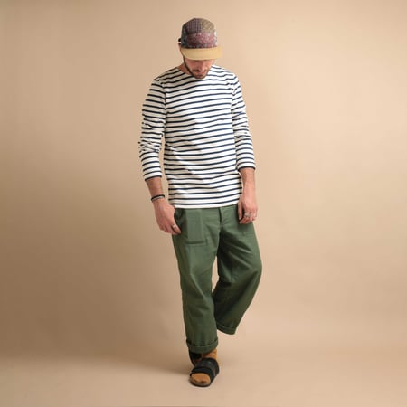 Thick Cotton Marinière in Ecru/Navy