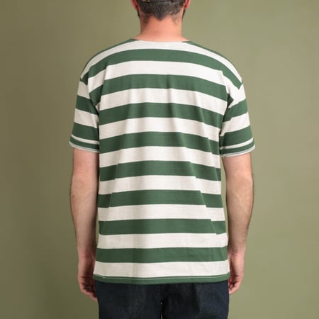 Lot 4050 2Inch Stripe T-Shirt Green/Oatmeal