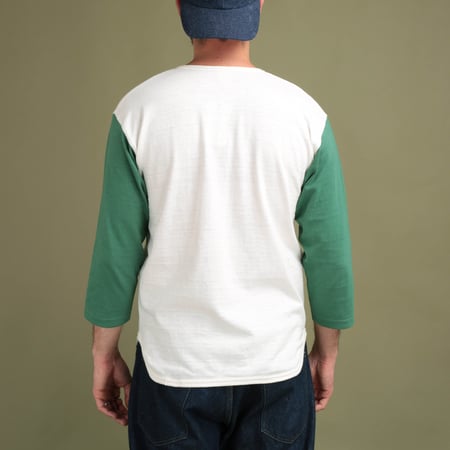 Lot 4058 3/4 Henley Neck Baseball Tee Cream/L.Green