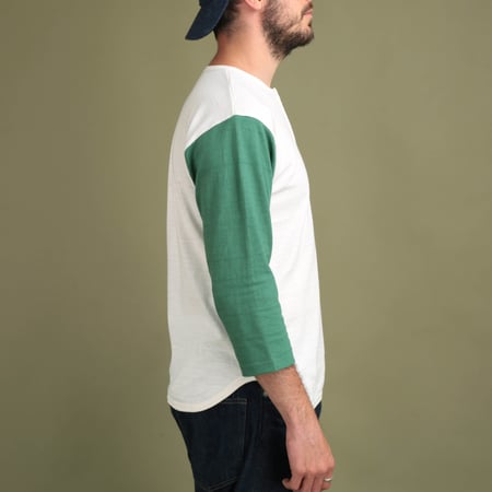 Lot 4058 3/4 Henley Neck Baseball Tee Cream/L.Green