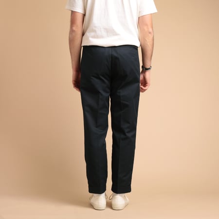 1 Pleat 80/3 Twill Trousers Navy