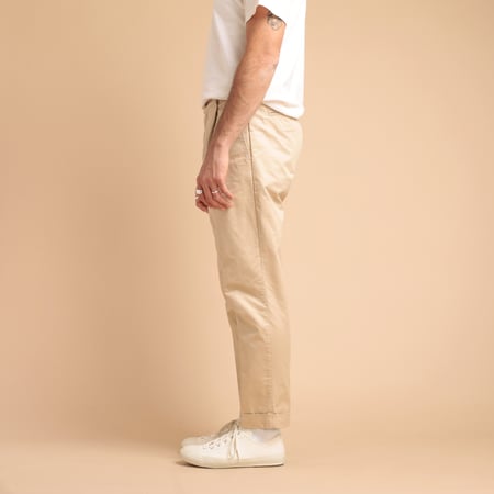 1 Pleat 80/3 Twill Trousers Beige