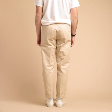 1 Pleat 80/3 Twill Trousers Beige