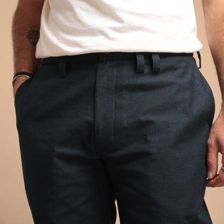 Back Nep Trousers Dark Navy