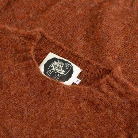 HARLEY OF SCOTLAND X FLÂNEURS Terracotta Shaggy Crew Neck Sweater, front view