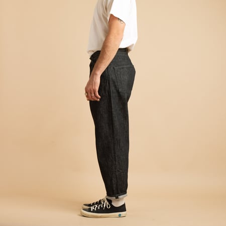 JAPAN BLUE / Dark Grey 13oz Wide Tapered 5-Pocket Pants