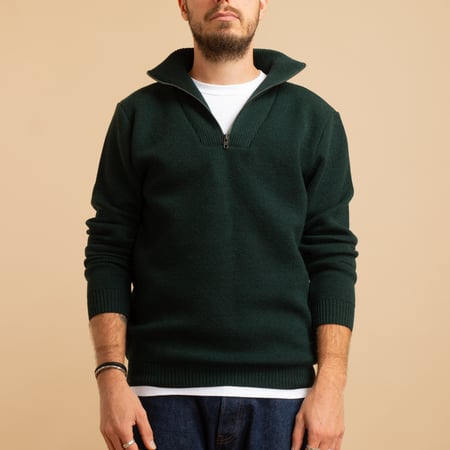 Forest Green Youri Zip-Up Sweater