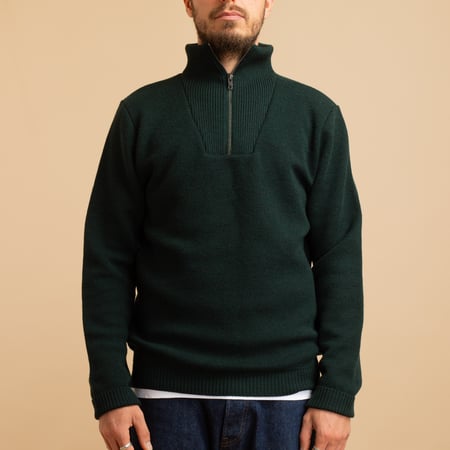 Forest Green Youri Zip-Up Sweater