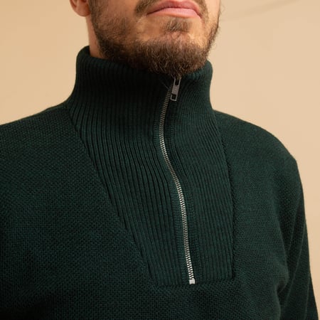Forest Green Youri Zip-Up Sweater