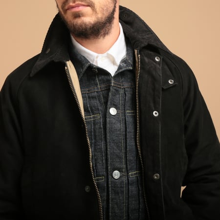 F2361 Heavy Moleskin Riding Jacket Black