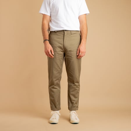 F0522 VAT Herringbone Trousers Olive