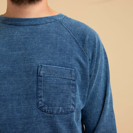 Heavy Raglan Long Sleeve Pocket T-shirt Indigo Shave