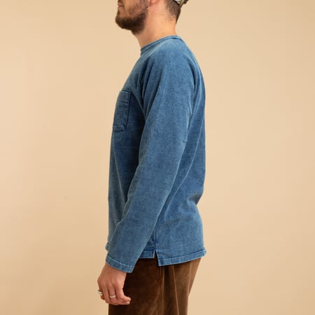 Heavy Raglan Long Sleeve Pocket T-shirt Indigo Shave
