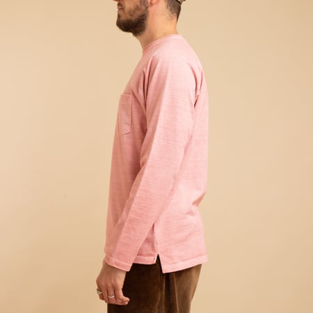 Heavy Raglan Pocket T-Shirt Long Sleeve P-Coral