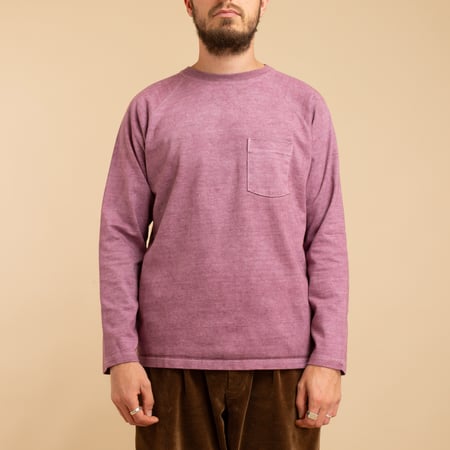 Heavy Raglan Pocket Long Sleeve T-Shirt in Azuki