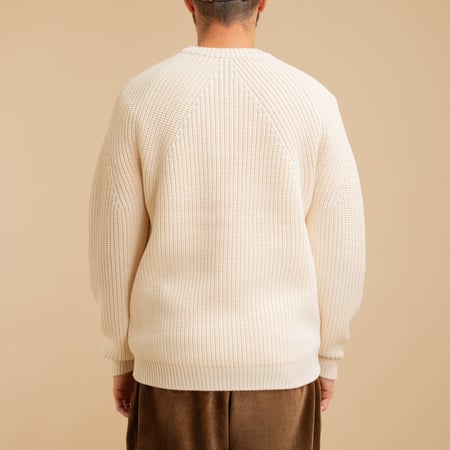 flâneurs crew neck sweater - BATONER - Signature Crew Neck - Ivory, viewed from the back