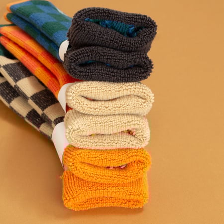 Pile Room Checkerboard Wool Socks L.Orange/D.Green