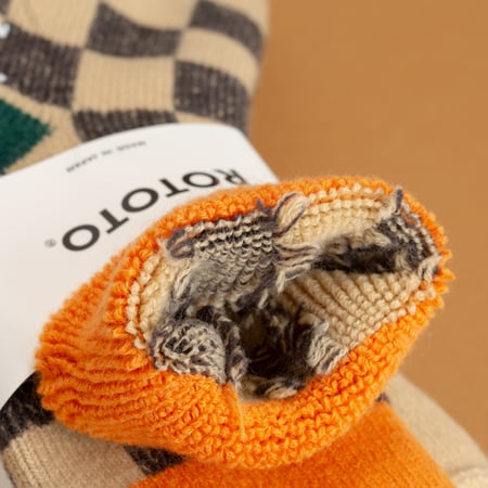 Pile Room Checkerboard Wool Socks L.Orange/D.Green
