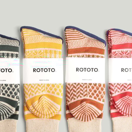 Multi Jacquard Crew Socks Ivory/Rust