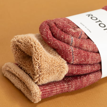 Double Face Crew Socks D.Red/Brown