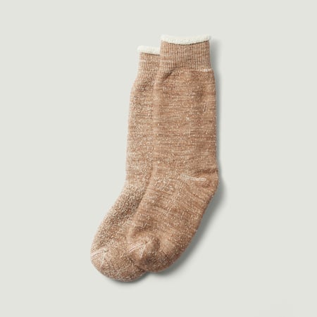 Double Face Crew Socks Camel