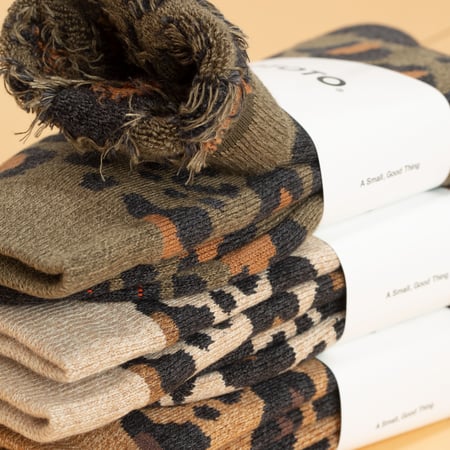 Leopard Print Crew Socks in Dark Olive