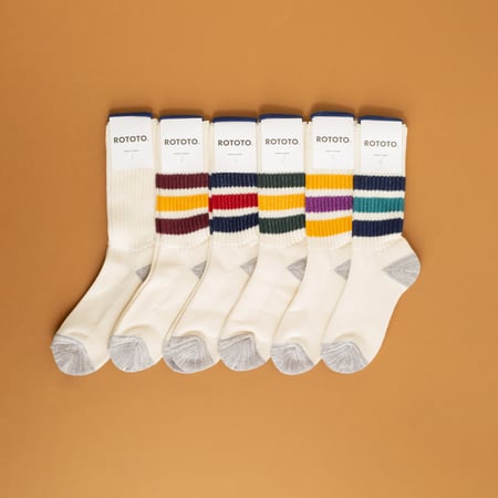 Coarse Ribbed OldSchool Crew Socks Navy/Dark Red