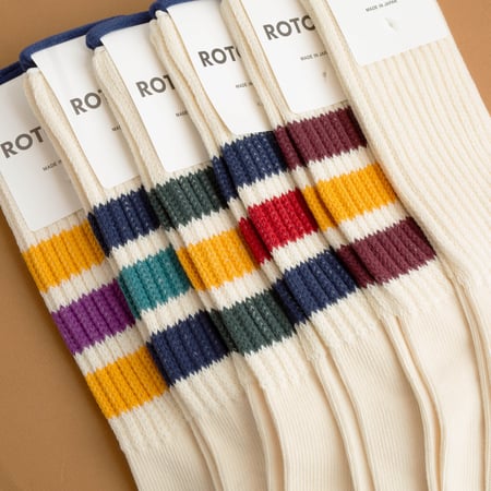 Coarse Ribbed OldSchool Crew Socks Dark Green/Yellow